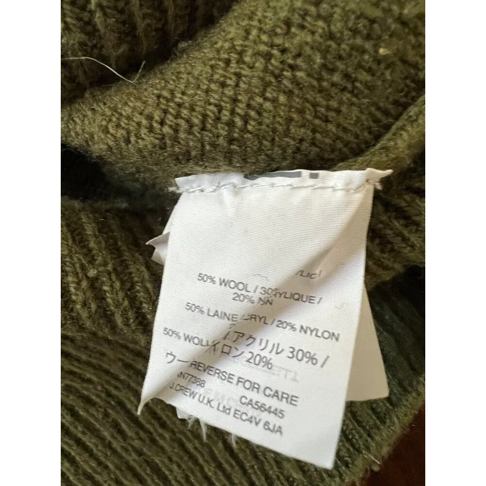 J.Crew Cardigan Green Wool Blend Button Down Oversized Pockets Women's Medium - Picture 4 of 10